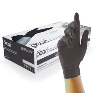 Unigloves Black Pearl Nitrile Examination Gloves – Multipurpose. Powder Free and Latex Free Disposable Gloves – Box of 100 Gloves. Black. Large (GP0034)