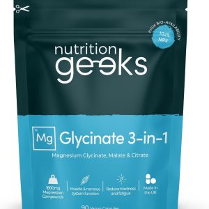 Magnesium Glycinate 3-in-1 Complex – 1800mg Supplements as Bisglycinate. Citrate & Malate 90 Vegan Capsules. Triple High Absorption 384mg Elemental. UK Made (Packaging Design May Vary)