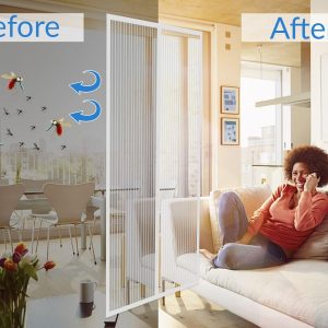 Alternative view of Fly Screens Doors Nets Patio Curtain Insect Mesh for Keeping Out Flies & Bug. Flyscreen French Doors. Mosquito Double Door Magnetic ScreenFly Doors(100x200cm. White)