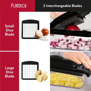 Alternative view of 2-in-1 Black Vegetable Cutter – Manual Veggie Onion Salad Food Chopper – Potato Chipper – Veg Chopper and Dicer – Kitchen Tools & Gadgets