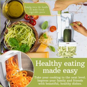 Alternative view of Brieftons 5-Blade Vegetable Spiralizer: Strongest-Heaviest Spiral Slicer. Best Veggie Pasta Spaghetti Maker for Low Carb/Paleo/Gluten-Free/Vegan Meals. with Extra Blade Caddy. 4 Recipe Ebooks