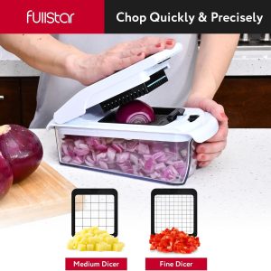 Alternative view of Vegetable Chopper & Mandoline Slicer with Container – Veggie Onion Salad Food Cutter Dicer – Julienne & Wavy Slicer – Grater Zester – Kitchen Tools Gadgets – Home Essentials (8-in-1 PRO White)